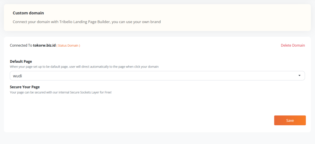 memilih default page tribelio
