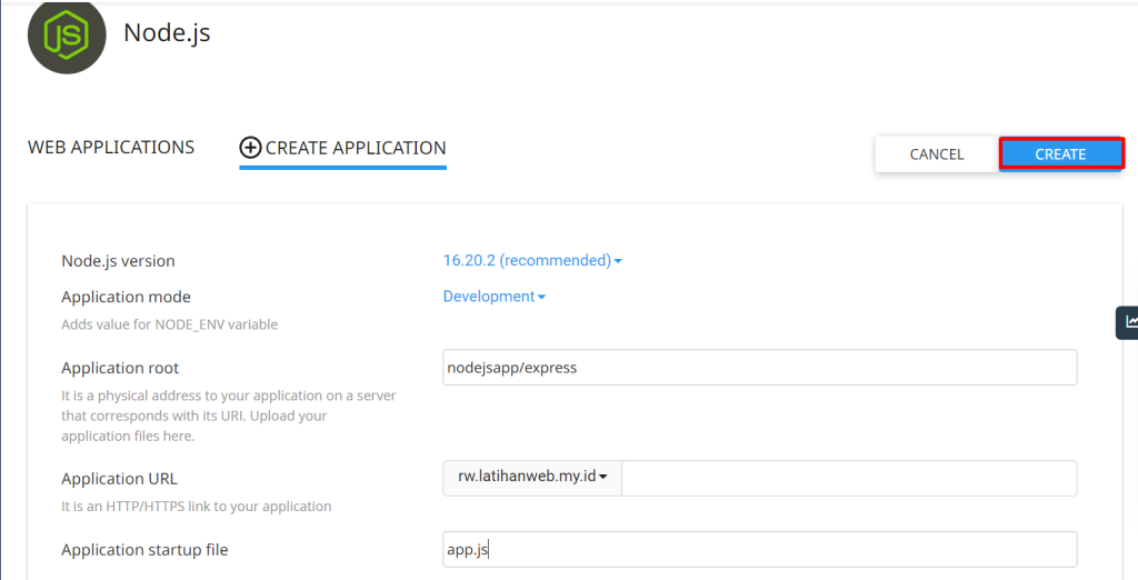 deploy nodejs di cpanel