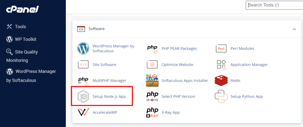 Fitur nodejs di cpanel