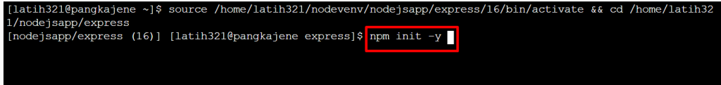menjalankan npm init