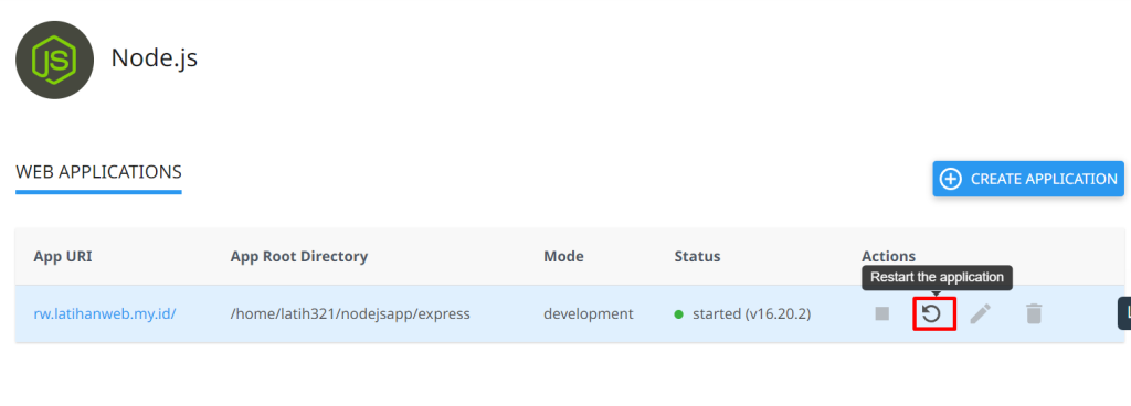restart aplikasi nodejs