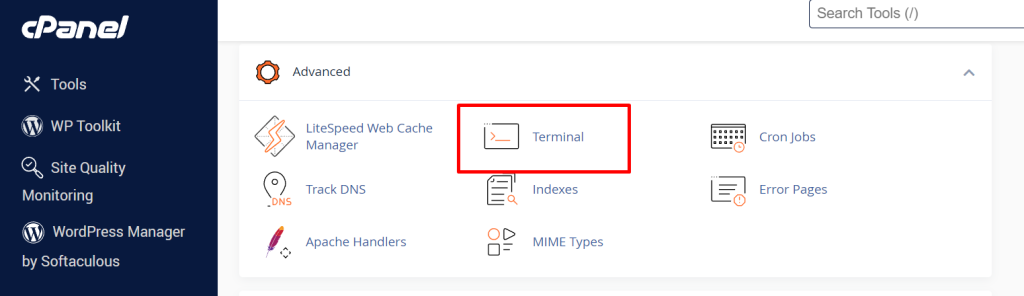 fitur terminal di cpanel