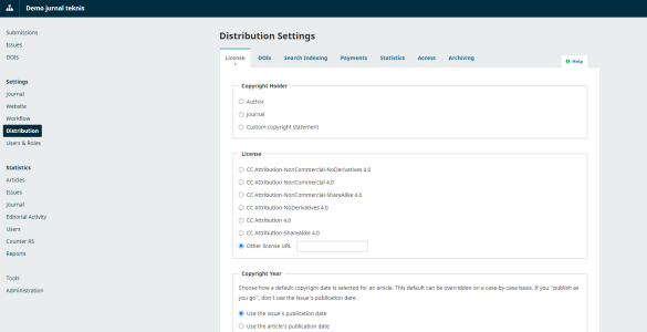 Setting distribution di jurnal OJS | Rumahweb Journal
