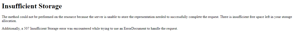 insufficient storage error