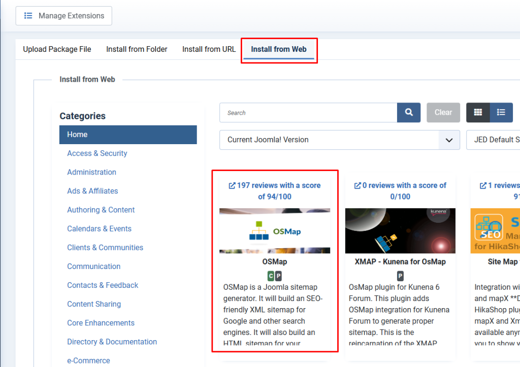 install extension from web