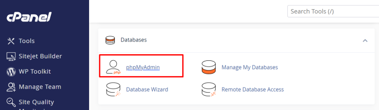 Menu phpmyadmin | Rumahweb Journal
