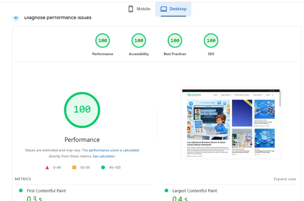 Test mod_pagespeed di Google