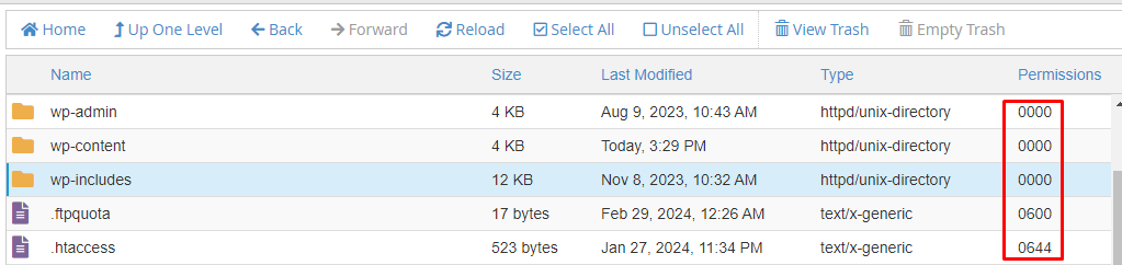 cek permission folder dan files - Mengatasi Error 403 Forbidden