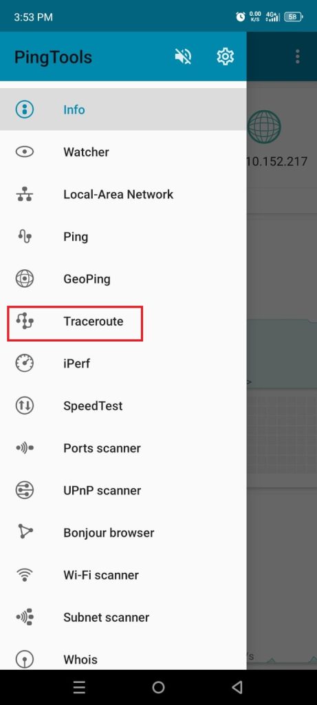 cara traceroute di android