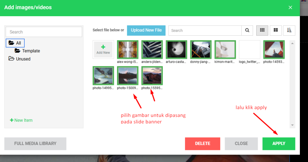 pilih gambar dan apply