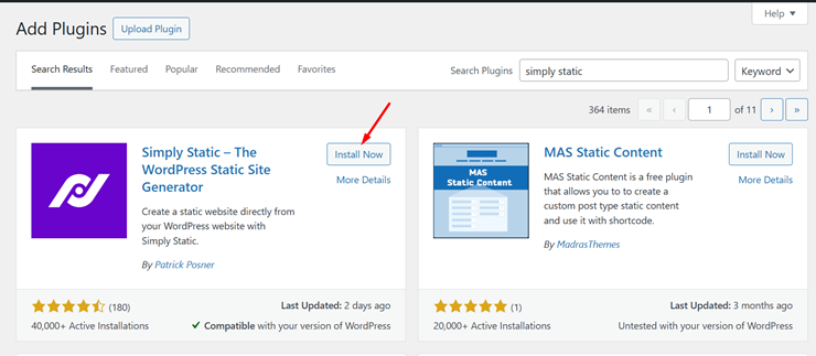 Install Plugin Simply Static