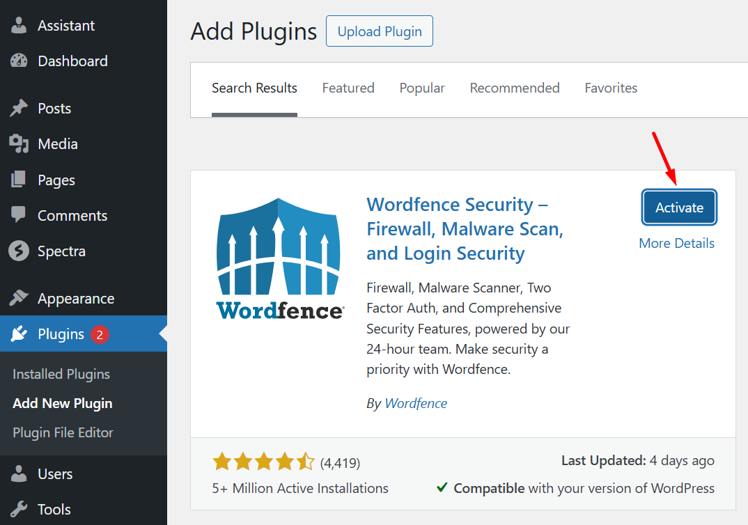 aktifkan plugin wordfence | Rumahweb Journal