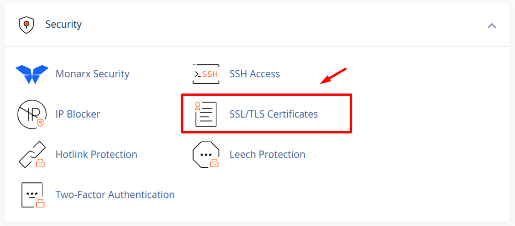 menu SSL/TLS Certificate