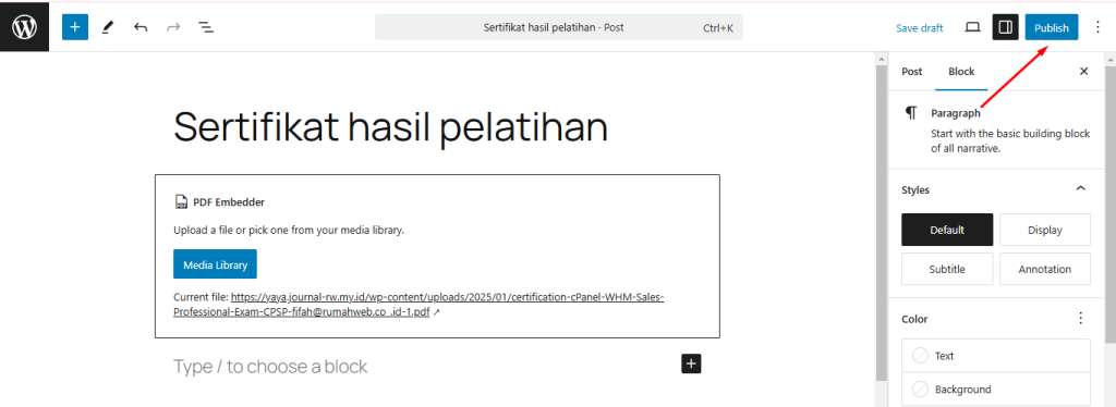 publish post | Rumahweb Journal