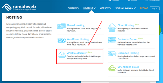 Akses ke menu vps | Rumahweb Journal