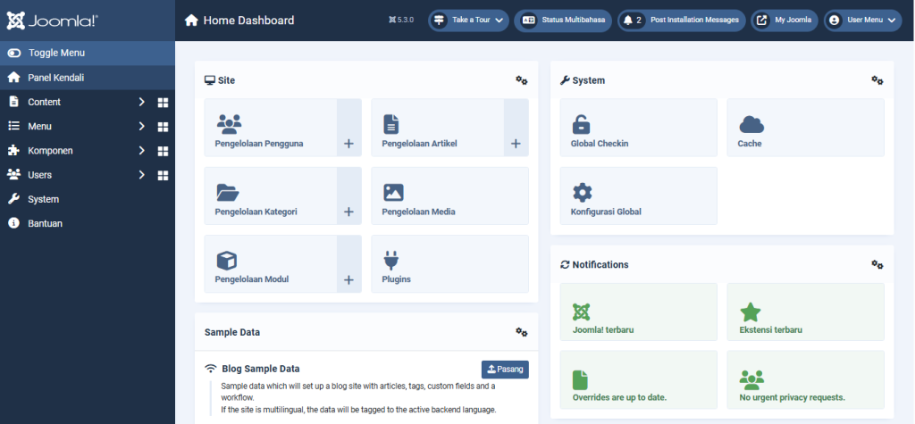 Halaman Dashboard Joomla-ID