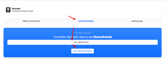 Pilih menu transfer domain | Rumahweb Journal