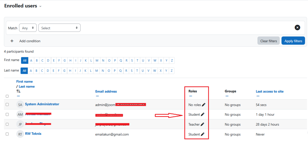 Change Enrolled Users