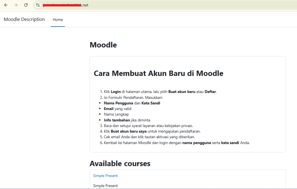 Halaman Utama Moodle