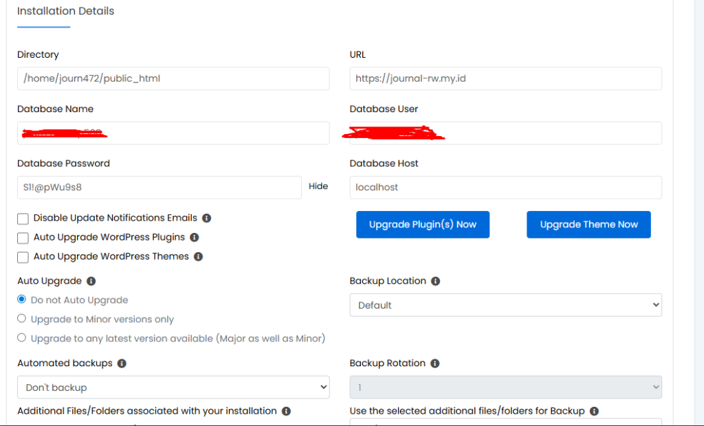 pastikan database sesuai