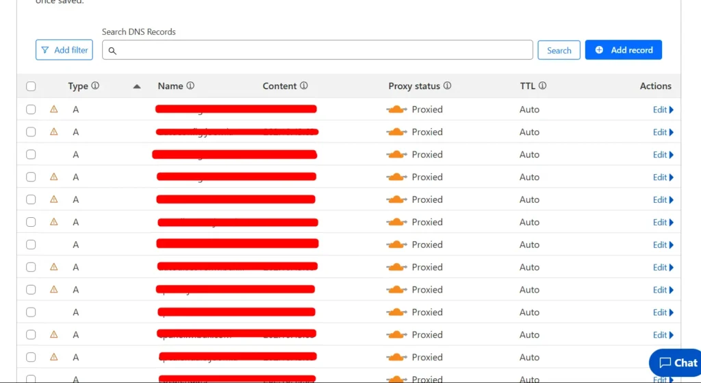 Hasil Import DNS di CloudFlare 