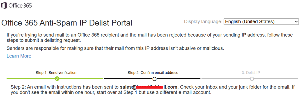 Pengiriman Email Verifikasi Delist IP
