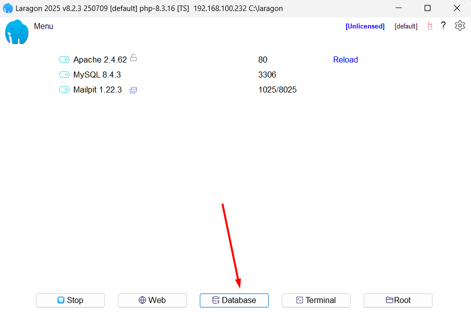 backup database laragon