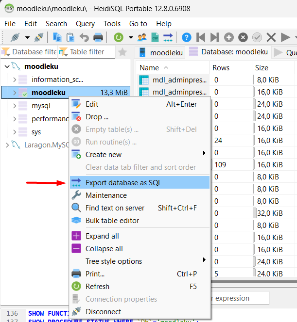 backup database laragon 2