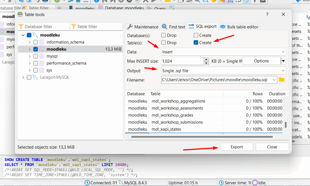 backup database laragon 3