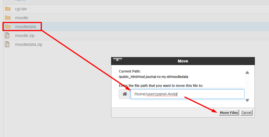 move file moodle di cpanel 2