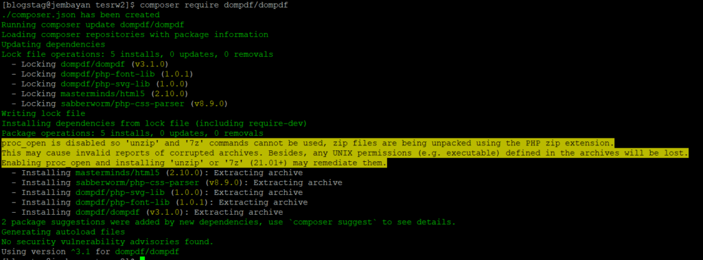 install dompdf melalui composer