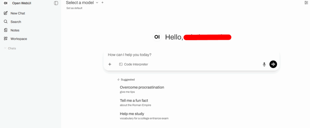 Open WebUI interface
