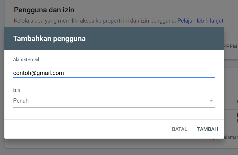 menambahkan email di google search console