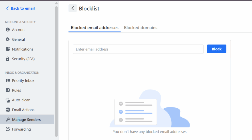 Menambahkan email dan domain untuk di blacklist