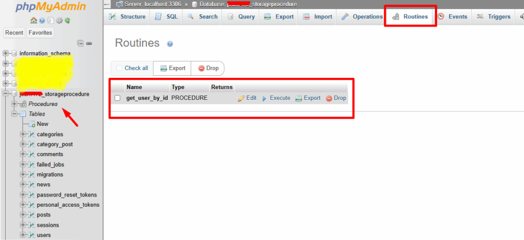 stored procedure yang berhasil dibuat