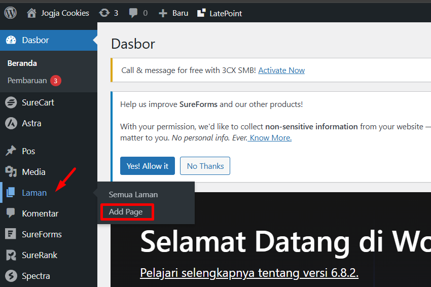 cara membuat halaman baru