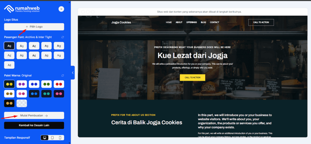 upload logo dan pilih warna 