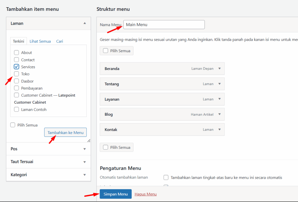 menambahkan halaman pada menu