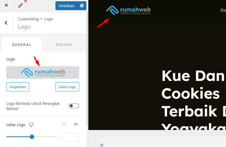 menyesuaikan logo pada website