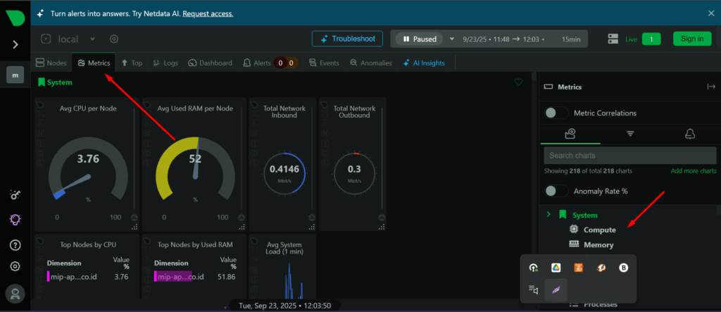 tampilan grafik monitoring
