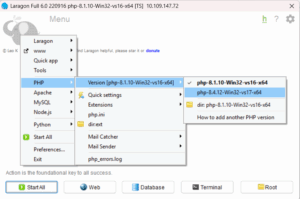 memilih versi php di laragon | Rumahweb Journal