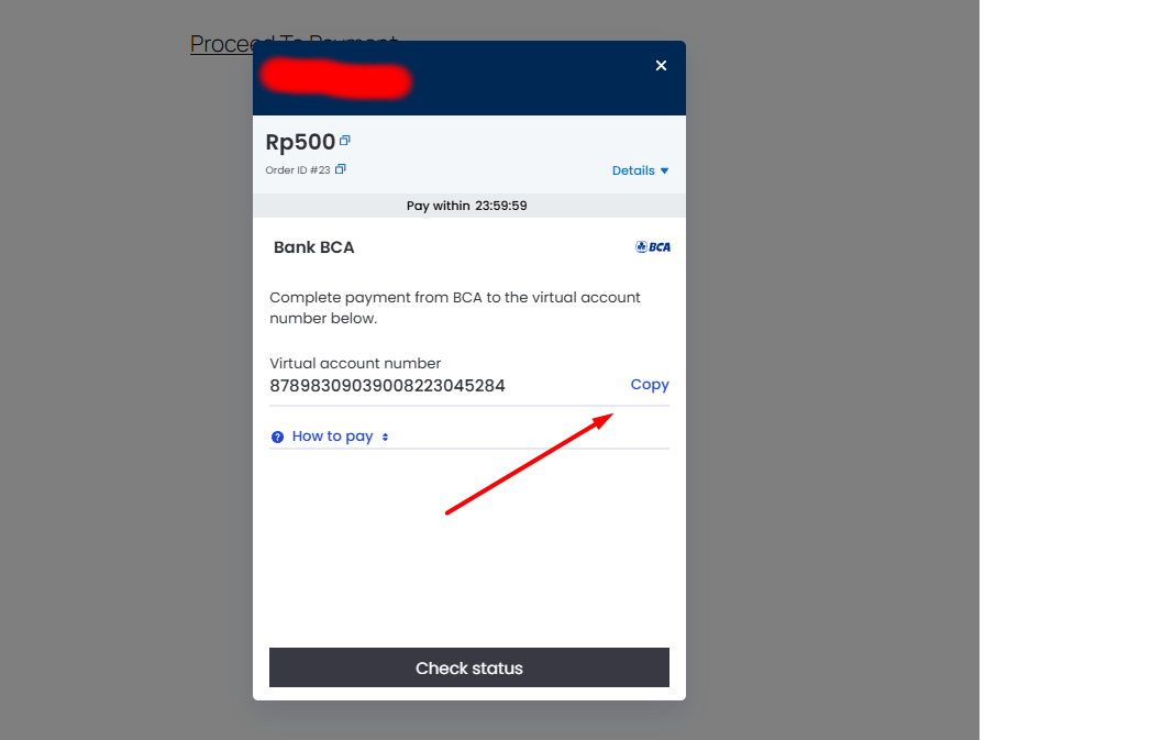 uji coba transsaksi dengan checkout produk