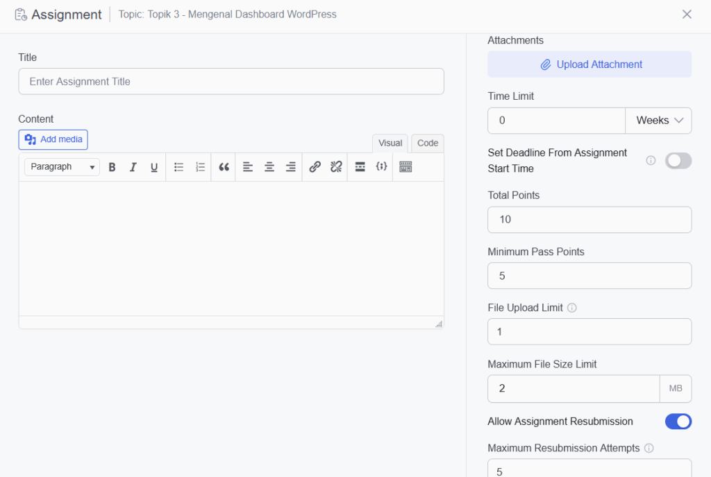 mengatur detail dan pengaturan tugas