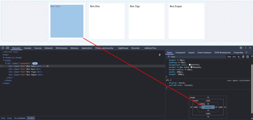 Contoh CSS Box Model - belajar css