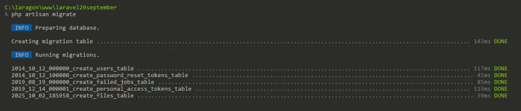 php artisan migrate