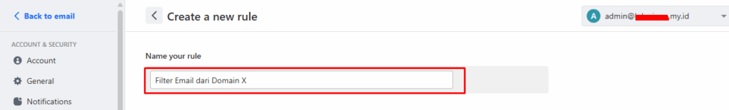 Judul rules atau aturan di Titan Mail