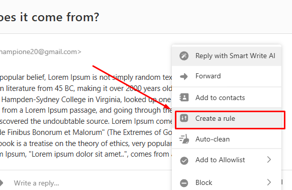 buat rule dari email masuk titan mail