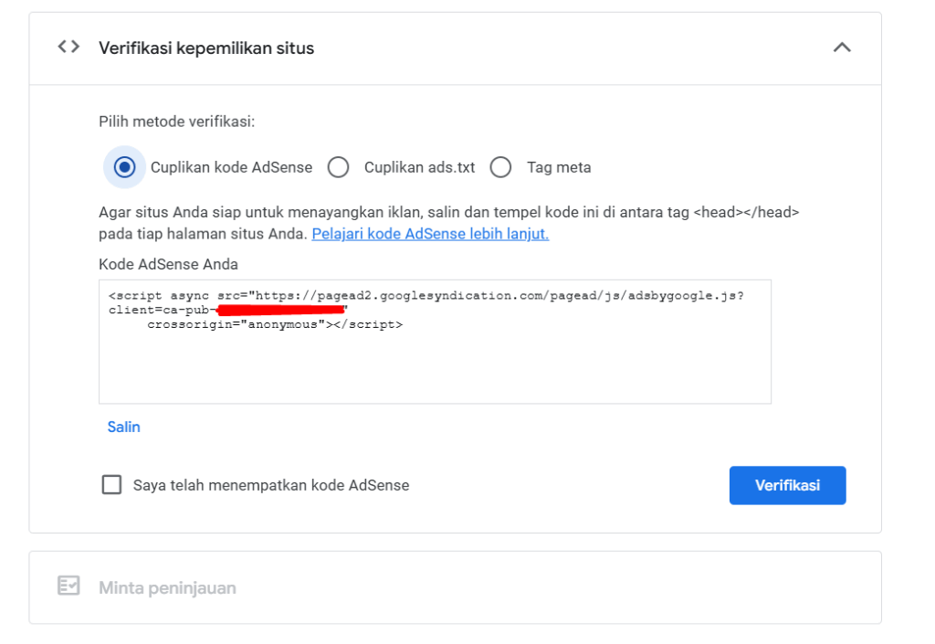contoh kode google adsense