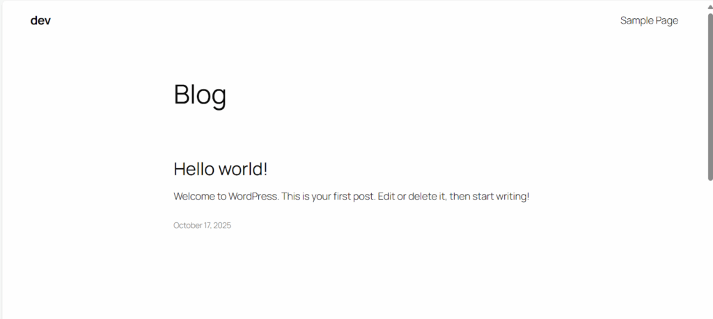 Contoh tampilan WordPress standart
