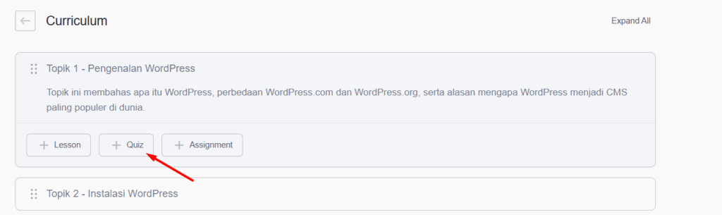 Menambahkan dan Mengelola Kuis